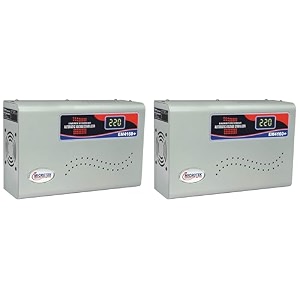 microtek em4160 automatic voltage digital display wall mounted stabilizer160v-285v for ac up to 15 ton metallic grey pack of 2