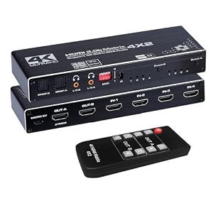 microware hdmi matrix switch 4 in 2 out with edid extractor and ir remote control support hdmi 20b hdcp22 hdr10 ultra hd 3d