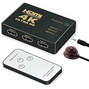 microware hdmi switch 4k intelligent 3-port hdmi switcher splitter supports 4k full hd1080p 3d