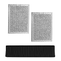 Microwave Filter Set Fits For GE JVM7195SK6SS PNM9216SK5SS JVM7195EK5ES JNM7196DK5BB JVM7195DK5WW JNM7196SK6SS Grease & Charcoal Filters Replacement Part, 3 Pack