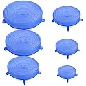 Microwave Safe Silicone Stretch Lids Flexible Covers for Utensils, Bowls, Mugs Dishes, Plates Jars, Cans, Food Safety Reusable Lids (6Pcs)