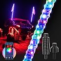 MICTUNING 2PCS 4FT W1 RGB+IC Spiral LED Whip Lights, APP Music Sync