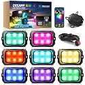 MICTUNING C2+ RGB+IC 8-Pod Rock Lights for Trucks UTV with Chasing Color