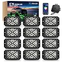 MICTUNING C4 RGBW Rock Lights 12 Pods 360° 4-Sided Wide Beam Underglow Kit