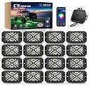 MICTUNING C4 RGBW Rock Lights 16 Pods 360° 4-Sided Wide Beam Underglow Kit