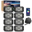 MICTUNING C4 RGBW Rock Lights 8 Pods 360° 4-Sided Wide Beam Underglow Kit