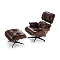 Mid Century Chaise Lounge Chair with Ottoman,Luxury Oil-Waxed Leather Reading Chair,Modern Chair Classic Design,Heavy Duty Base Support for Living Room Office Walnut Ultra Premium Dark Brown