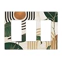 Mid Century Green Boho Sun Leaf 3 Gang Triple Rocker/Decorator Light Switch Wall Plate Cover Decorative GFCI Electrical Faceplate Switchplate Dimmer