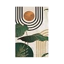 Mid Century Green Boho Sun Leaf Decorative 1-Gang No Device Wall Plate Blank Outlet Covers Light Switch Cover Switchplate Electrical Faceplate Bedroom Decorate