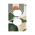 Mid Century Green Boho Sun Leaf Decorative 1 Gang Receptacle Outlet Cover Electrical Duplex Wall Plate Single Duplex Wall Plate Light Switch Cover