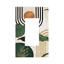 Mid Century Green Boho Sun Leaf 1 Gang Outlet Decorator Light Switch Wall Plate Cover Faceplate Decorative Switchplate Rocker/GFCI Outlet Cover