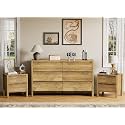 Mid-Century Modern Dresser and Nightstand Sets 3 Piece, Natural Oak