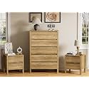 Mid-Century Modern Dresser and Nightstand Sets 3 Piece, Natural Oak