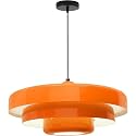 Mid-Century Modern Orange Pendant Light, 17.7" Retro Hanging Light Fixture, Adjustable Cord Metal Ceiling Lamp for Kitchen Island Dining Room Living Room