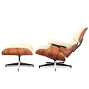 Mid Century Modern Top Grain Leather Chaise Lounge Chair & Ottoman