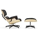 Mid Century Modern Top Grain Leather Chaise Lounge Chair & Ottoman