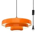 Mid Century Orange Plug in Pendant Light Dining Room Hanging Light