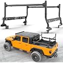 Mid-Size Truck Ladder Rack with 2 Crossbars - MONOKING Adjustable Extendable Universal Cargo Rack for Gladiator JT Tacoma Frontier Canyon Colorado Ranger Maverick Heavy Duty Bolt-on Bed Rack