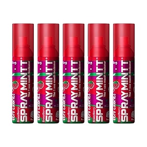 spraymintt mouth freshener  mukhwas  breath freshener  oral hygiene 175 sprays of instant long lasting with zero calories freshness  breezbery flavour  15g - pack of 5