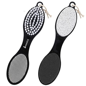 midazzle 4 in 1 feet pedicure tools with foot scrubber pumice stone foot rasp and black emery for home foot care soft care  foot file callus remover - multi purpose pedicure amp manicure tool miff5202