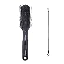 Midazzle Blackhead Remover and Black Silver Flat Hair Brush, Beauty Tool Set, 2 Pieces