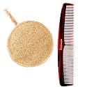 Midazzle Body Scrubber Sun Dried Bath Loofah | Body Sponge for Men & Women | Loofah for Bathing (Round) With Handmade Graduated Dressing Handcrafted Hair Comb for Men and Women MIHC2201 - Set of 2