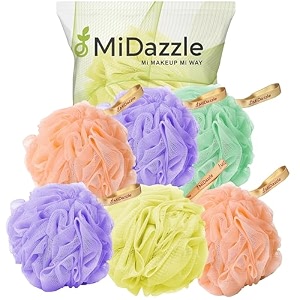 omidazzle luxury bathing loofah sponge exfoliator scrubber for high lather cleansing small pack of 6