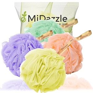 midazzle luxury bathing loofah sponge exfoliator scrubber for high lather cleansing small pack of 4