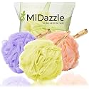 Midazzle Luxury Bathing Loofah for Shower | Shower Loofah/Sponge Body Scrubber for Men &amp; Women | Exfoliating Sponge for Deep Cleansing, Dead Skin Removal, Rich Foam &amp; Smooth Skin | Pack of 3