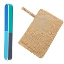 Midazzle Nail File and Buffer Set, 7-Way Manicure and Pedicure Tool with Organic Loofah, Square Shape, Pack of 2