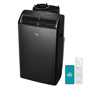 midea duo 14000 btu 12000 btu sacc he inverter ultra quiet portable air conditioner cools up to 550 sq ft compatible with alexagoogle assistant includes remote control amp window kit