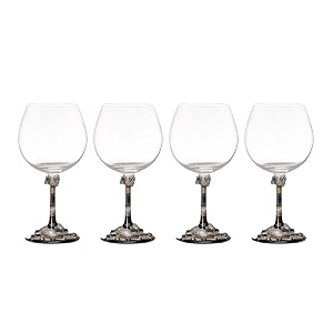 midnight geode goblet- set of 4 with gift box handcrafted resin art black and gold designer wine goblets
