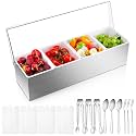 Mifoci 1 Pcs Stainless Steel 4Slot Chilled Condiment Caddy with 4 Ice Boxes