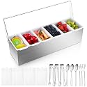 Mifoci 1 Pcs Stainless Steel 6Slot Chilled Condiment Caddy with 4 Ice Boxes