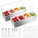 Mifoci 2 Pcs Stainless Steel 4Slot Chilled Condiment Caddy with 4 Ice Boxes