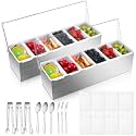 Mifoci 2 Pcs Stainless Steel 6Slot Chilled Condiment Caddy with 4 Ice Boxes