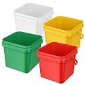 Mifoci 4 Pcs Plastic Bucket 5 Quart Square Cleaning Bucket, Multicolored