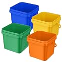 Mifoci 4 Pcs Plastic Bucket 5 Quart Square Cleaning Bucket, Dark Colors