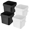 Mifoci 4 Pcs Plastic Bucket 5 Quart Square Cleaning Bucket, White, Black