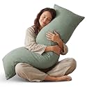 Mifoci Cotton Body Pillow with Cover for Side Sleepers, 20x54, Sage Green