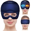Migraine Relief Cap，2 in 1 Headache Relief Cap with Gel Eye Mask Ice Head Wrap Hot and Cold Therapy Hat for Headache Puffy Eyes Sinus and Tension Stress Relief