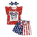MIGU Toddler Girl Clothes Summer Girls Clothing Sets Girl Stuff T-shirt Shorts Headband 3pcs Sets Gifts…