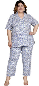 mihika fashion women night suit set blue printed