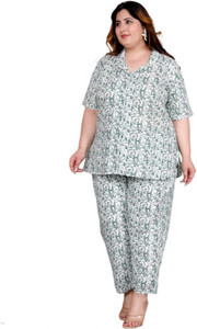 mihika fashion women night suit set green printed