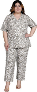 mihika fashion women printed grey night suit set