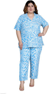 mihika fashion women printed light blue night suit set