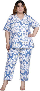 mihika fashion women printed light blue night suit set