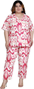 mihika fashion women printed pink night suit set