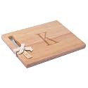 Miicol Wood Charcuterie Board, Monogram Cheese Board 10 Inch, Personalized Initial Cutting Board with Spreader, Unique Housewarming Gift, Ideal for Kitchen, Home, Letter K