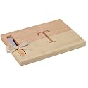 Miicol Wood Charcuterie Board, Monogram Cheese Board 10 Inch, Personalized Initial Cutting Board with Spreader, Unique Housewarming Gift, Ideal for Kitchen, Home, Letter T